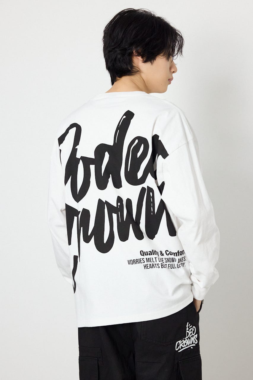 ペイントロゴ長袖Tシャツ WHT M