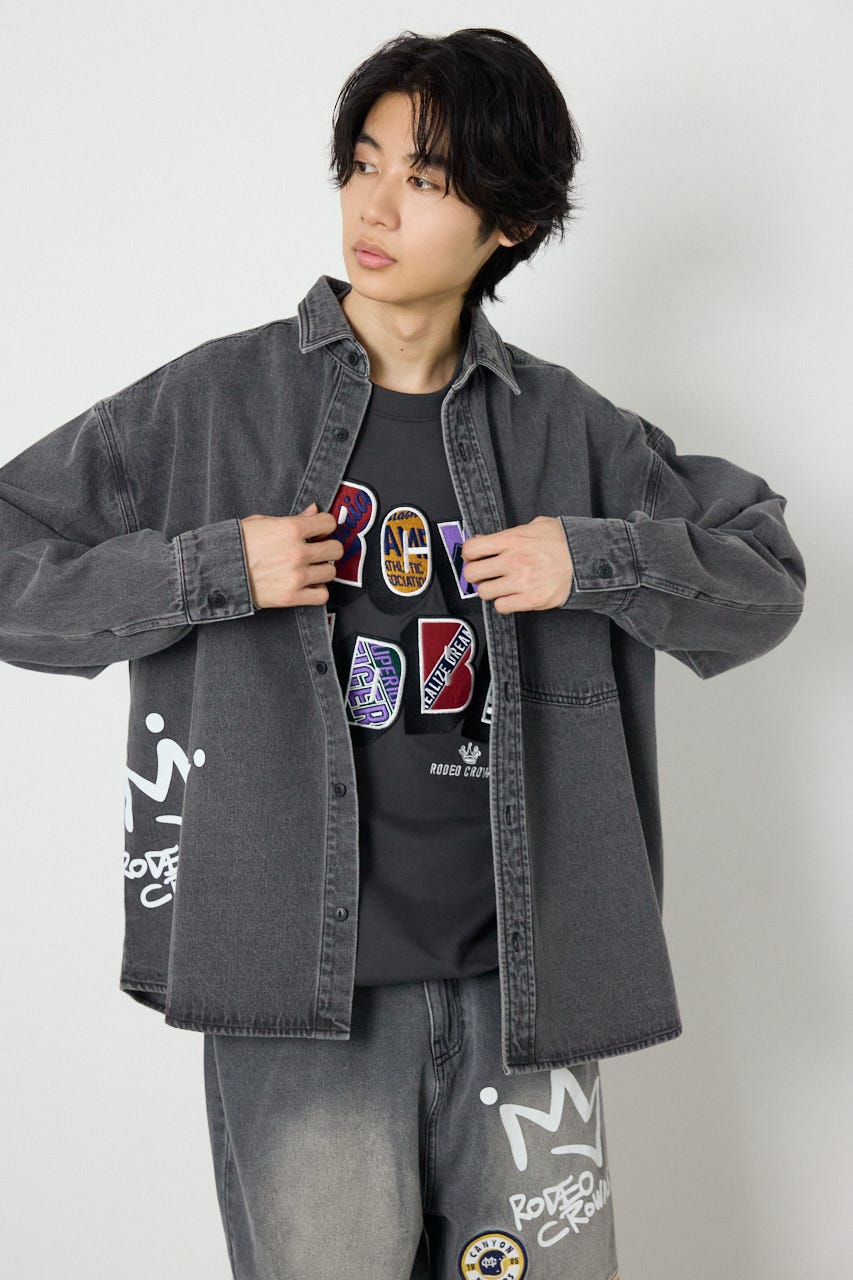 バラエティーデニムシャツ BLK M