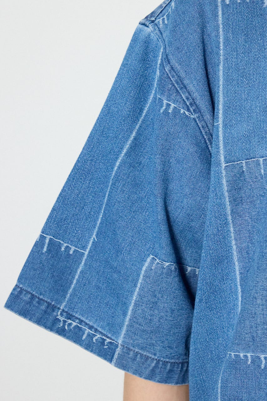 パッチパターンデニムシャツ L/BLU M