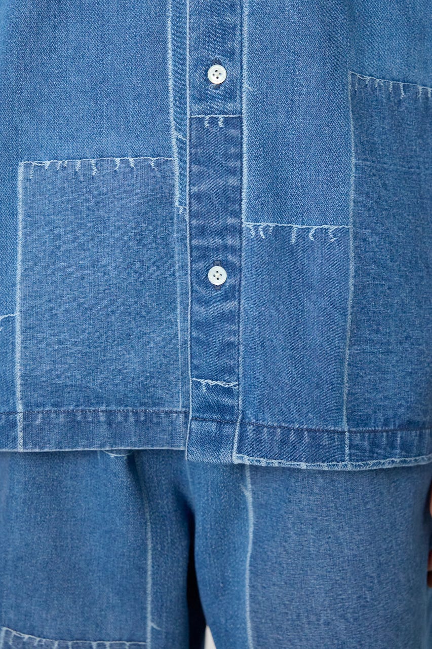 パッチパターンデニムシャツ L/BLU M