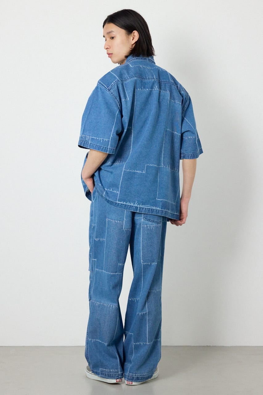 パッチパターンデニムシャツ L/BLU M