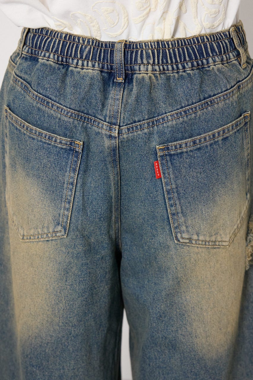 クラッシュデニムバミューダパンツ BLU M