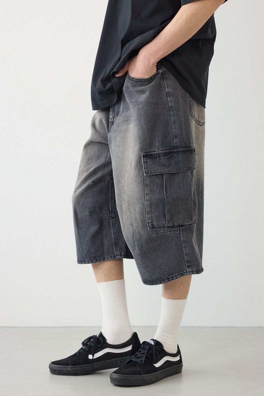 デニムバミューダカーゴパンツ BLK M