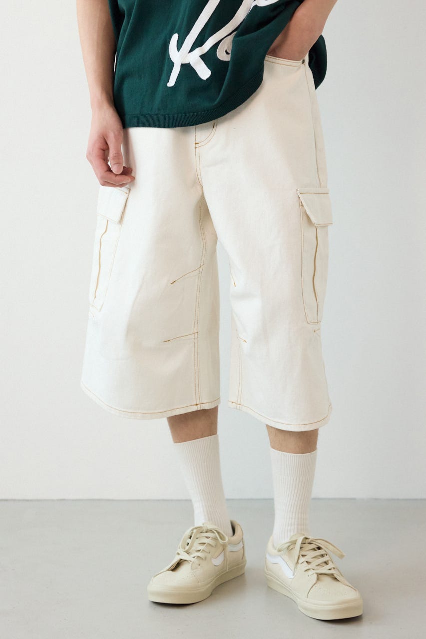 デニムバミューダカーゴパンツ O/WHT M