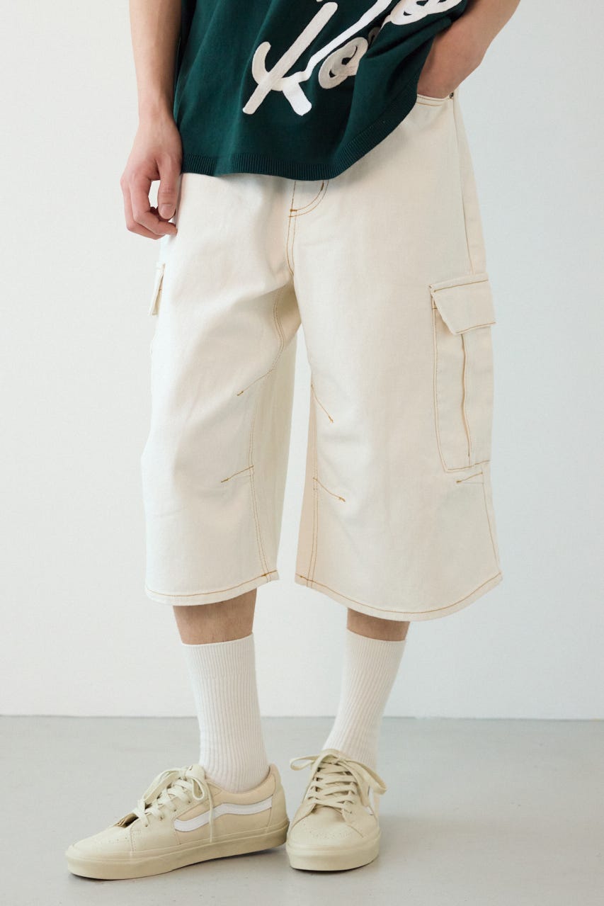 デニムバミューダカーゴパンツ O/WHT M