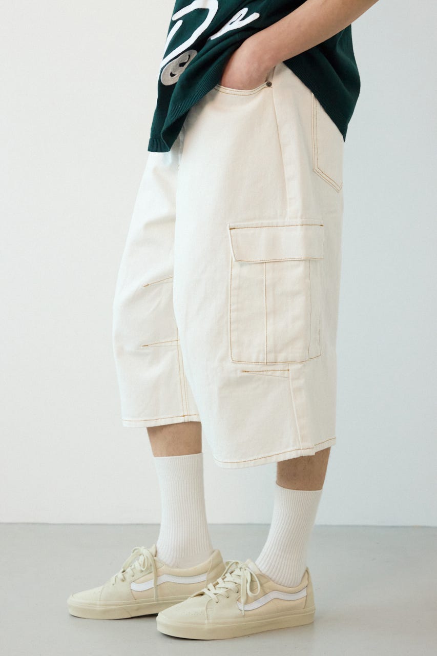 デニムバミューダカーゴパンツ O/WHT M