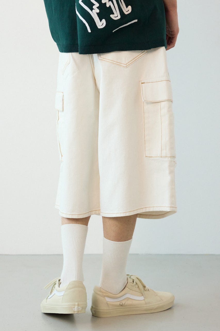 デニムバミューダカーゴパンツ O/WHT M