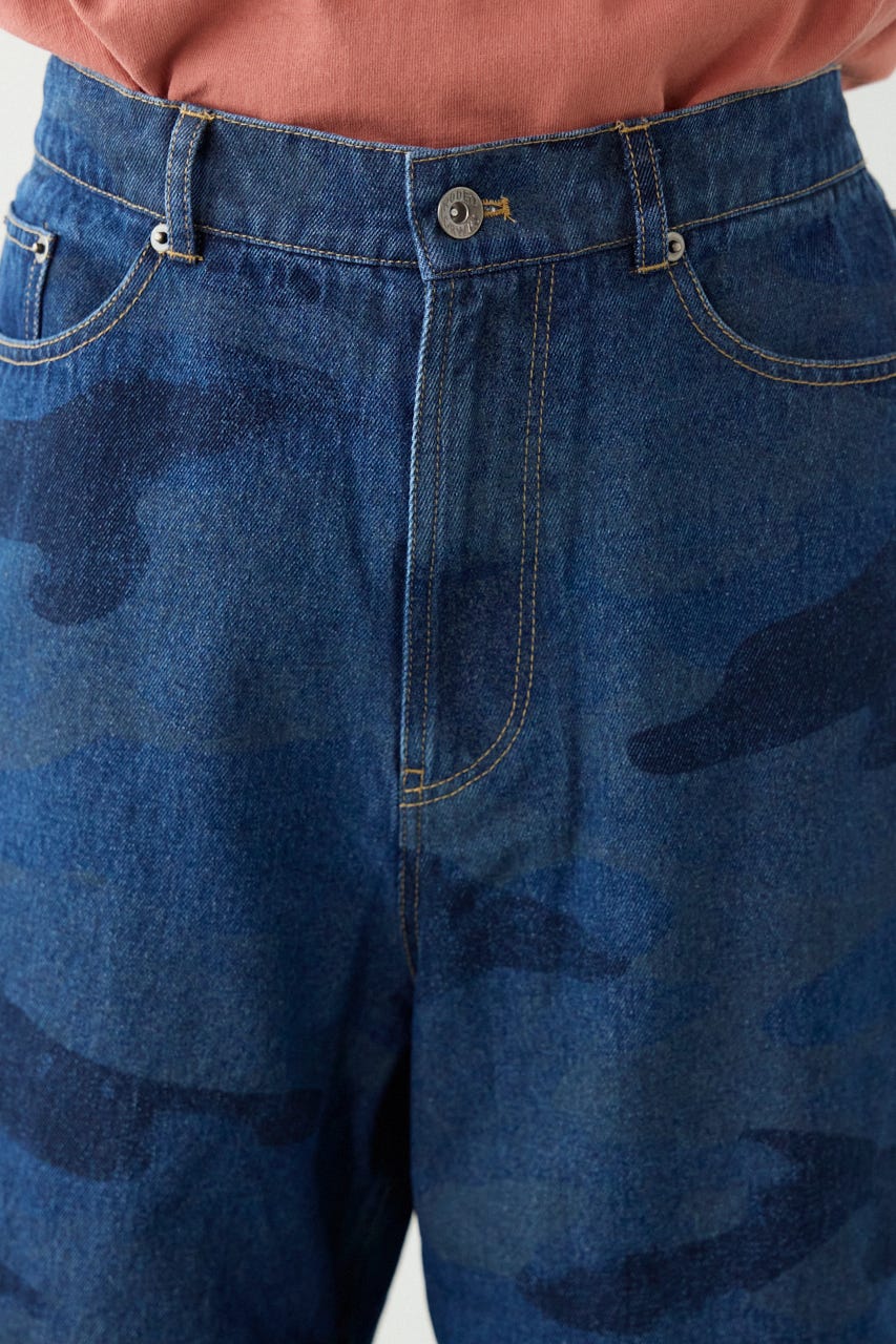 カモフラデニムバミューダパンツ BLU L