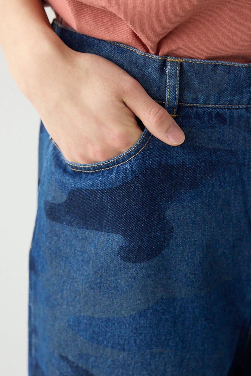 カモフラデニムバミューダパンツ BLU L