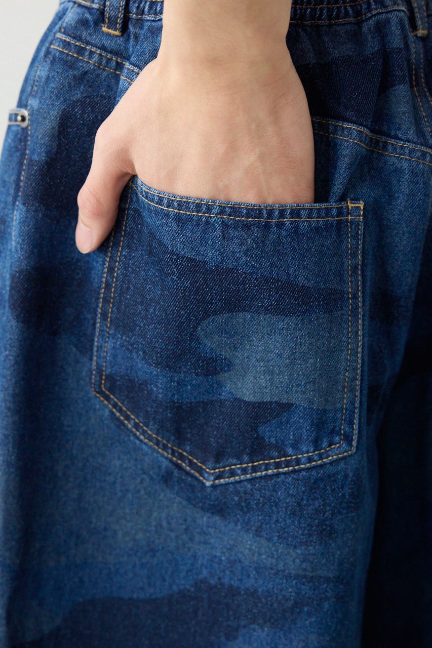 カモフラデニムバミューダパンツ BLU L