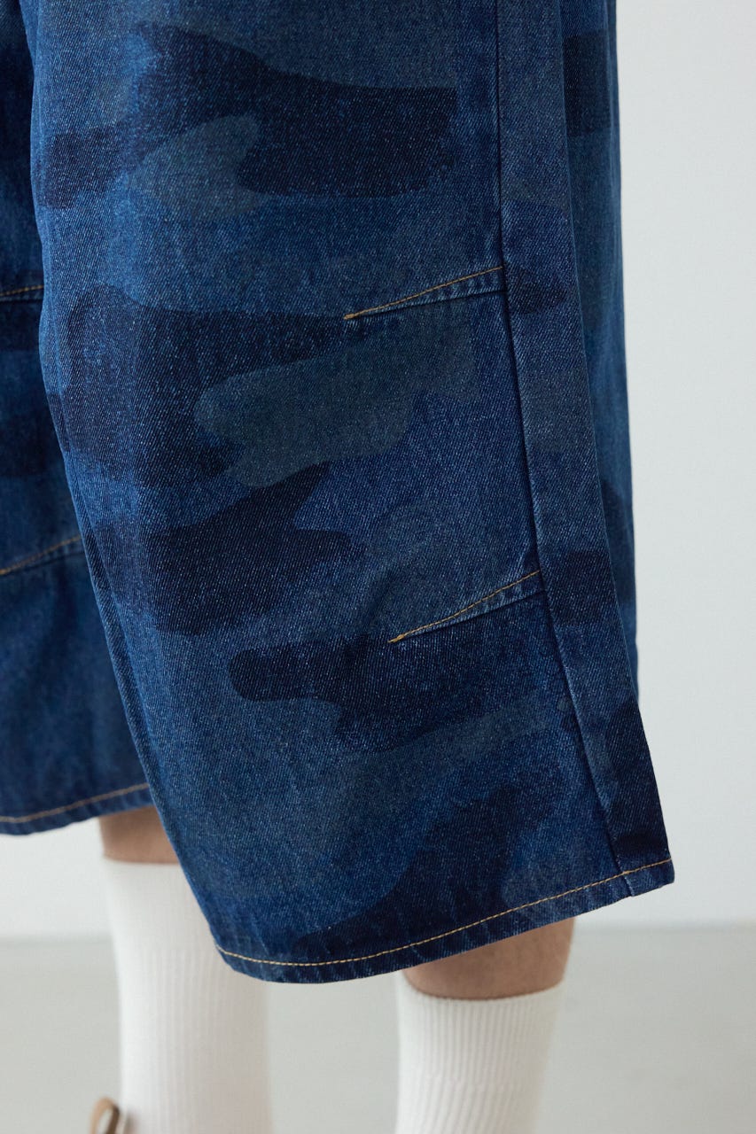 カモフラデニムバミューダパンツ BLU L