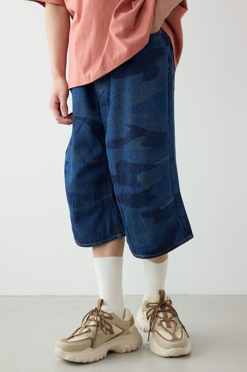カモフラデニムバミューダパンツ BLU L
