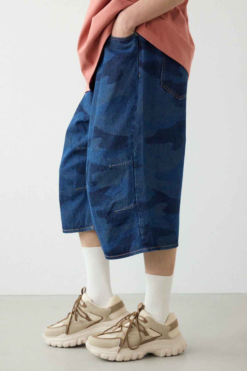 カモフラデニムバミューダパンツ BLU L