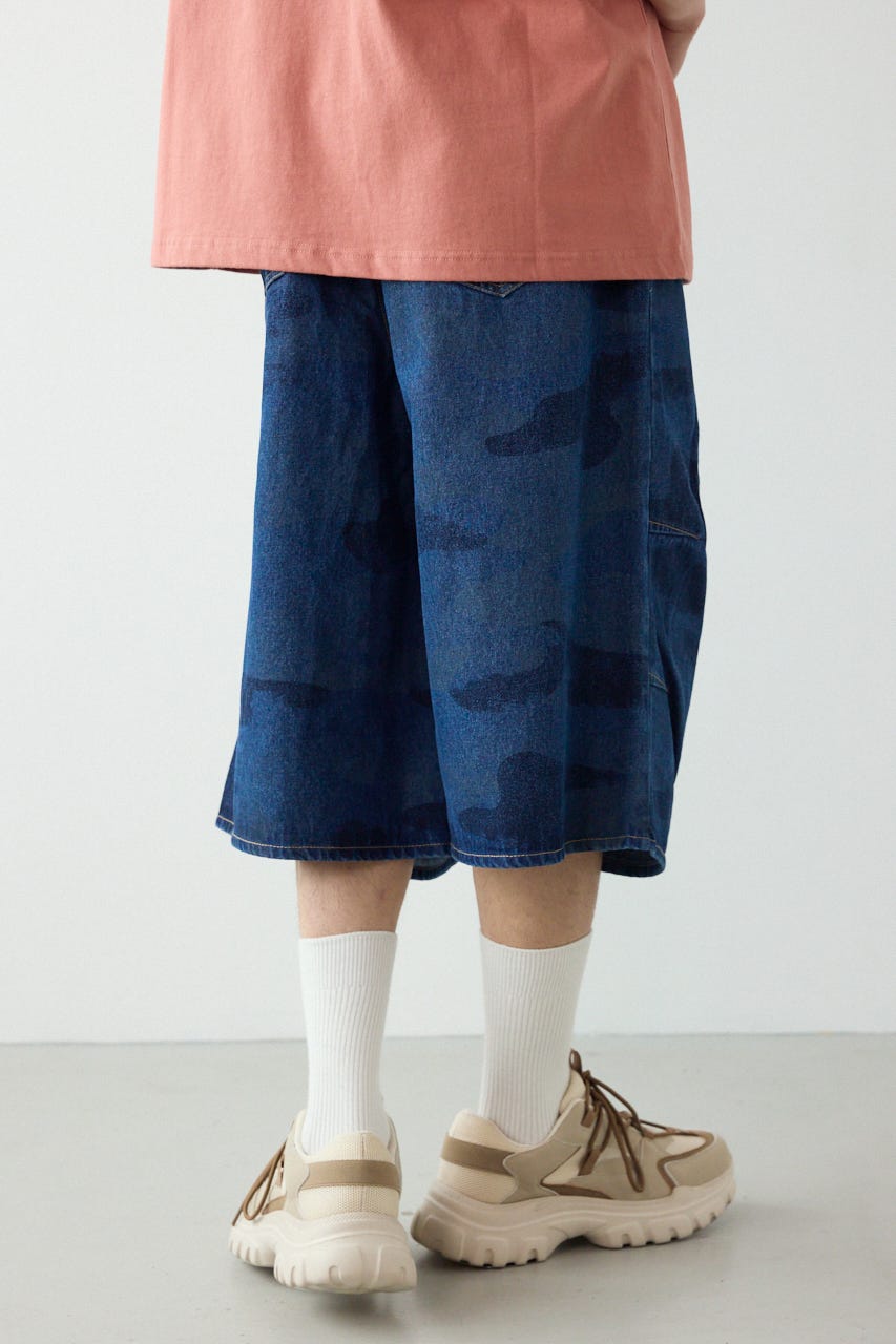 カモフラデニムバミューダパンツ BLU L