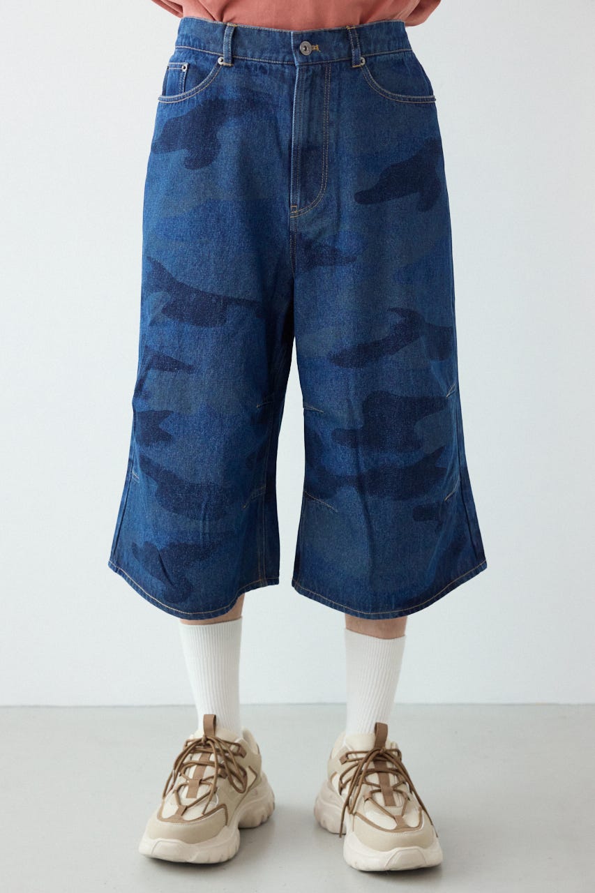 カモフラデニムバミューダパンツ BLU L