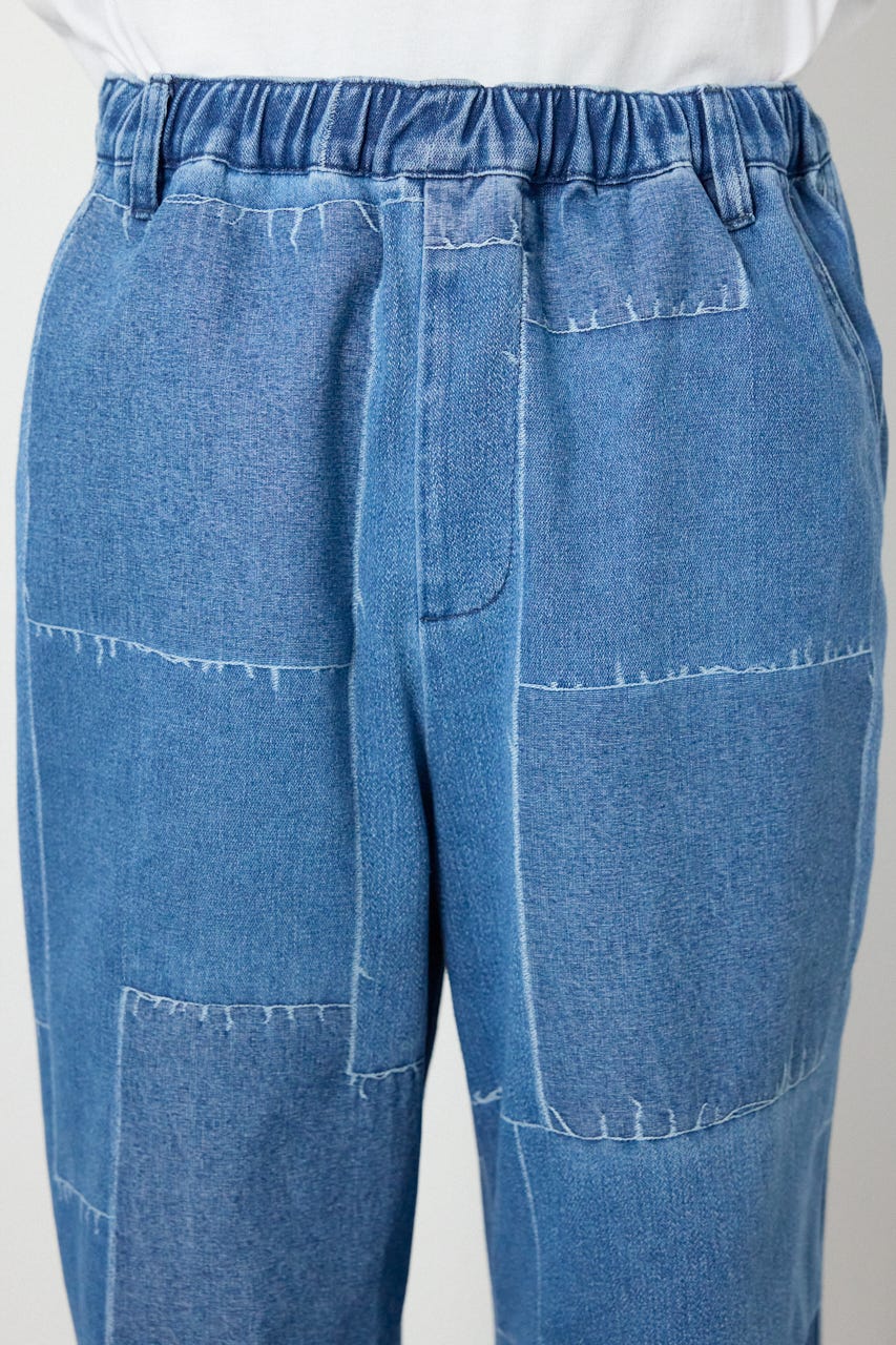 パッチパターンデニムパンツ L/BLU M