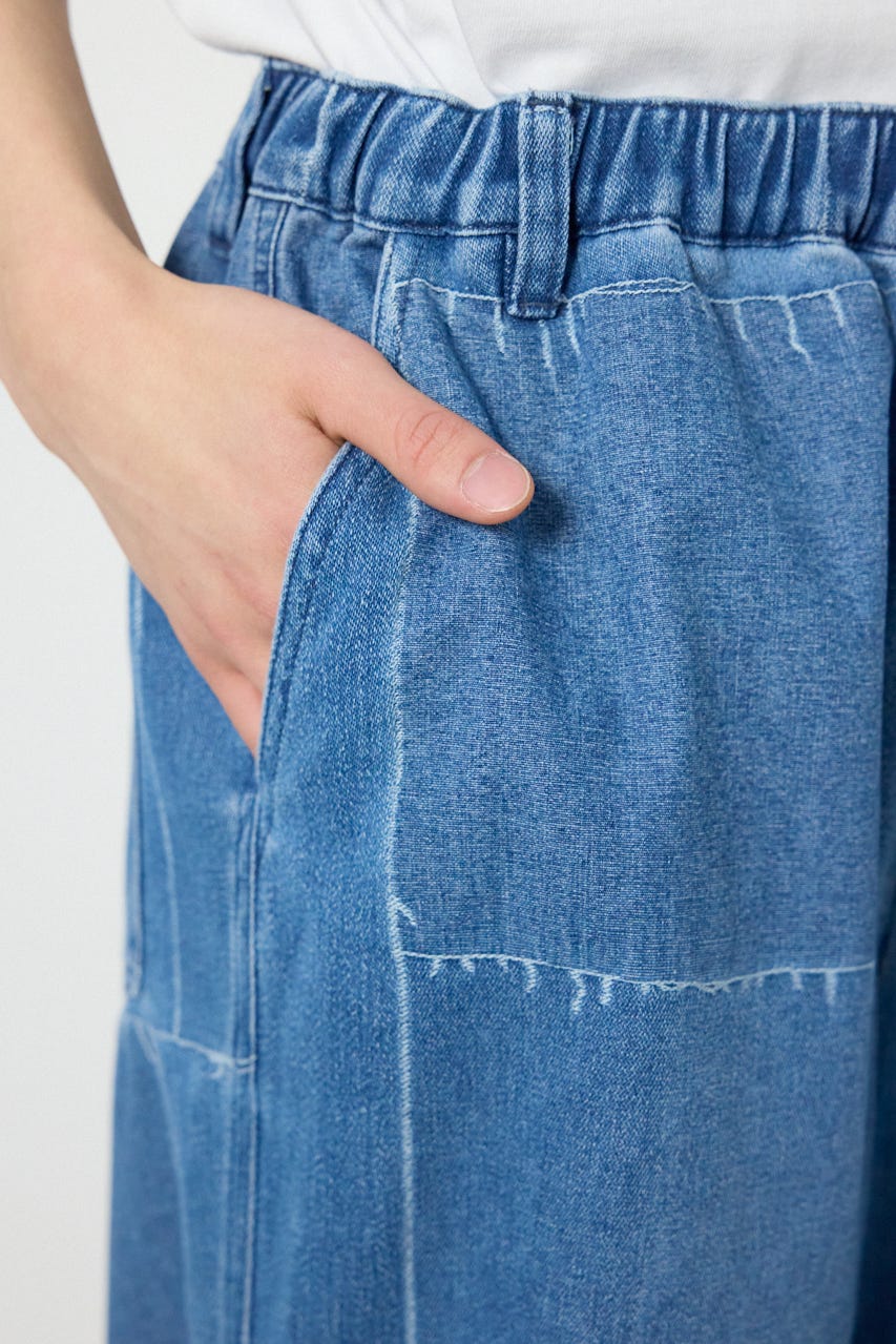 パッチパターンデニムパンツ L/BLU M