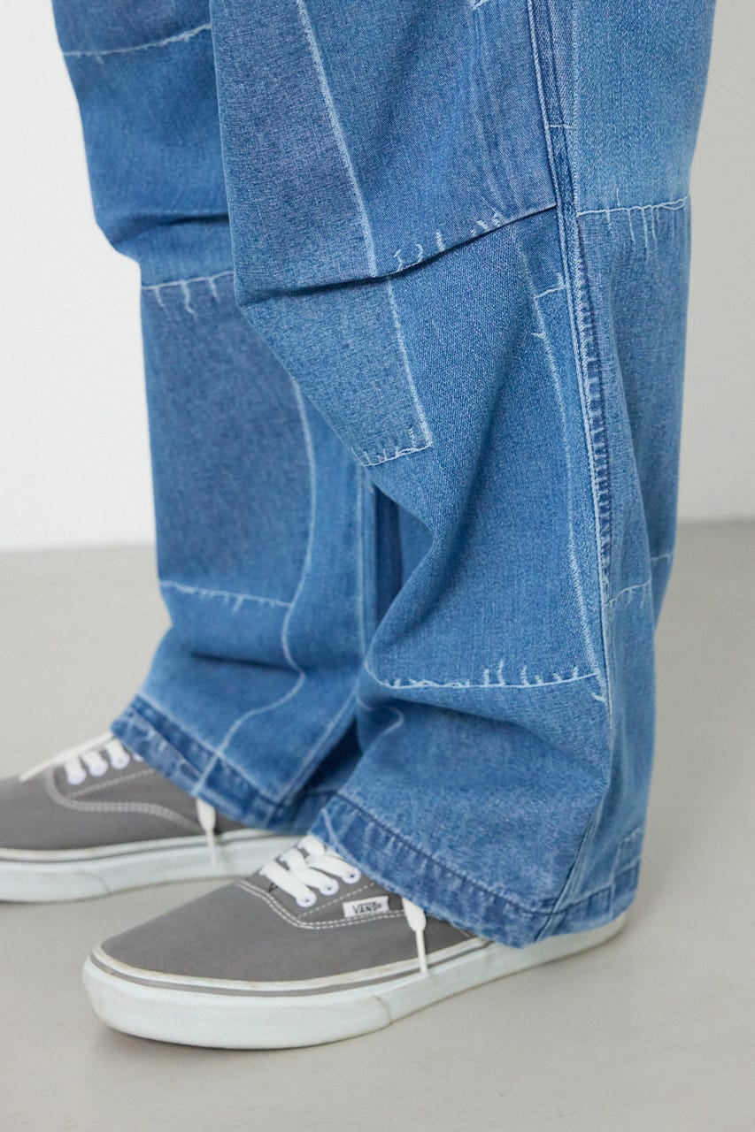 パッチパターンデニムパンツ L/BLU M