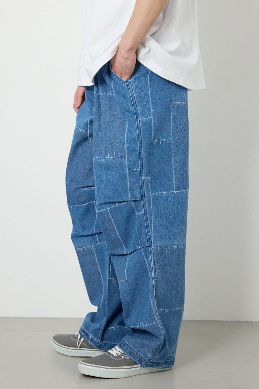 パッチパターンデニムパンツ L/BLU M