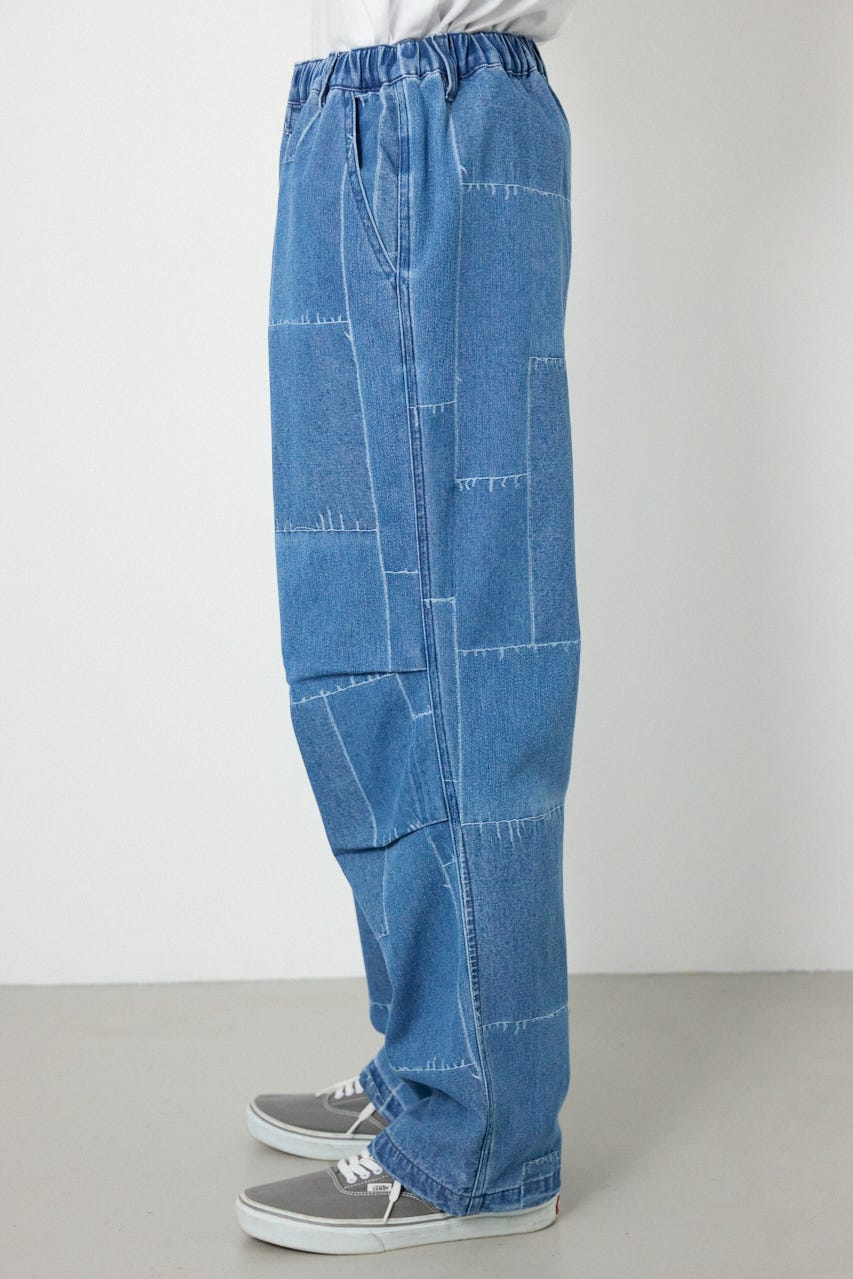 パッチパターンデニムパンツ L/BLU M
