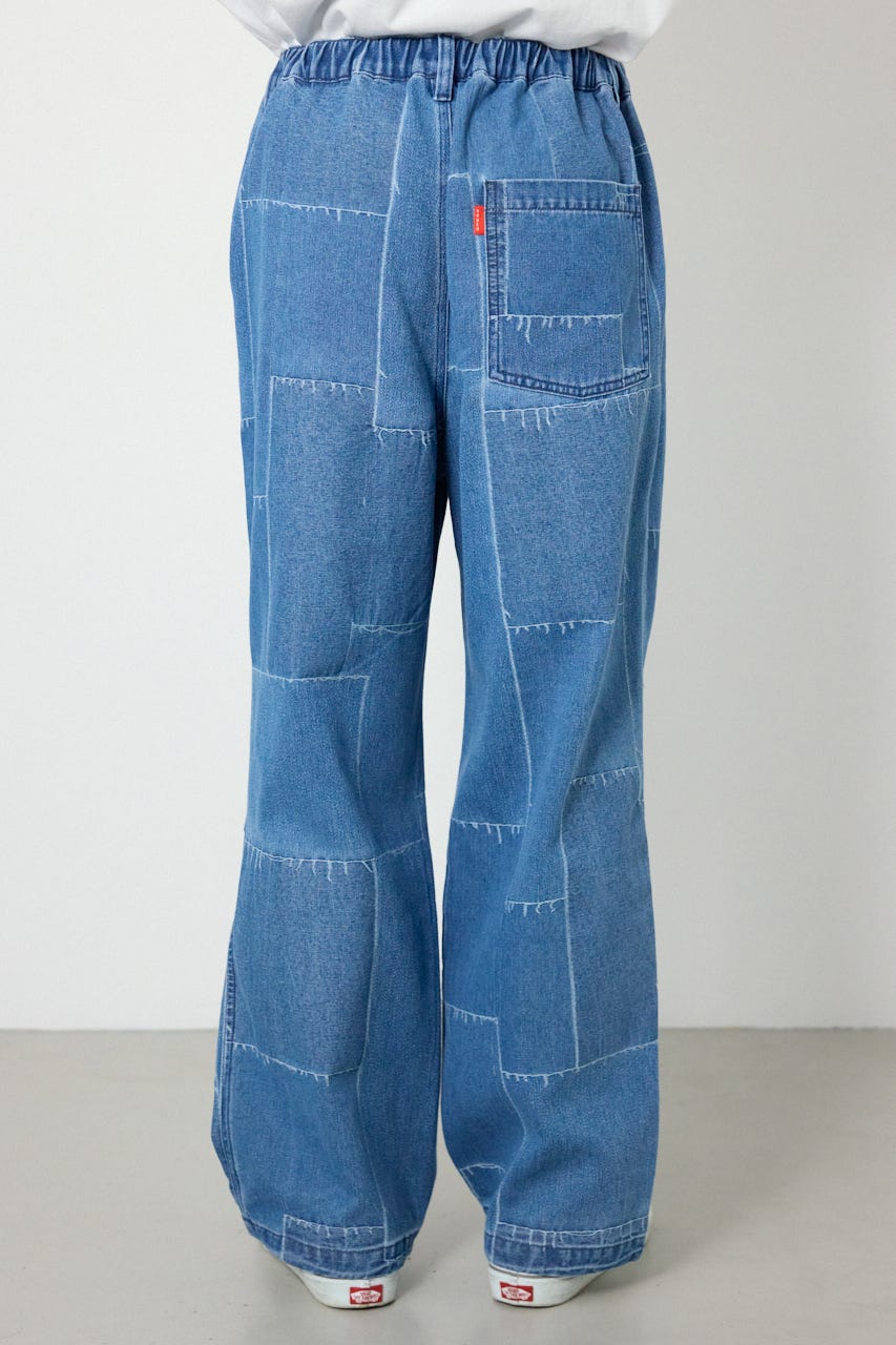 パッチパターンデニムパンツ L/BLU M
