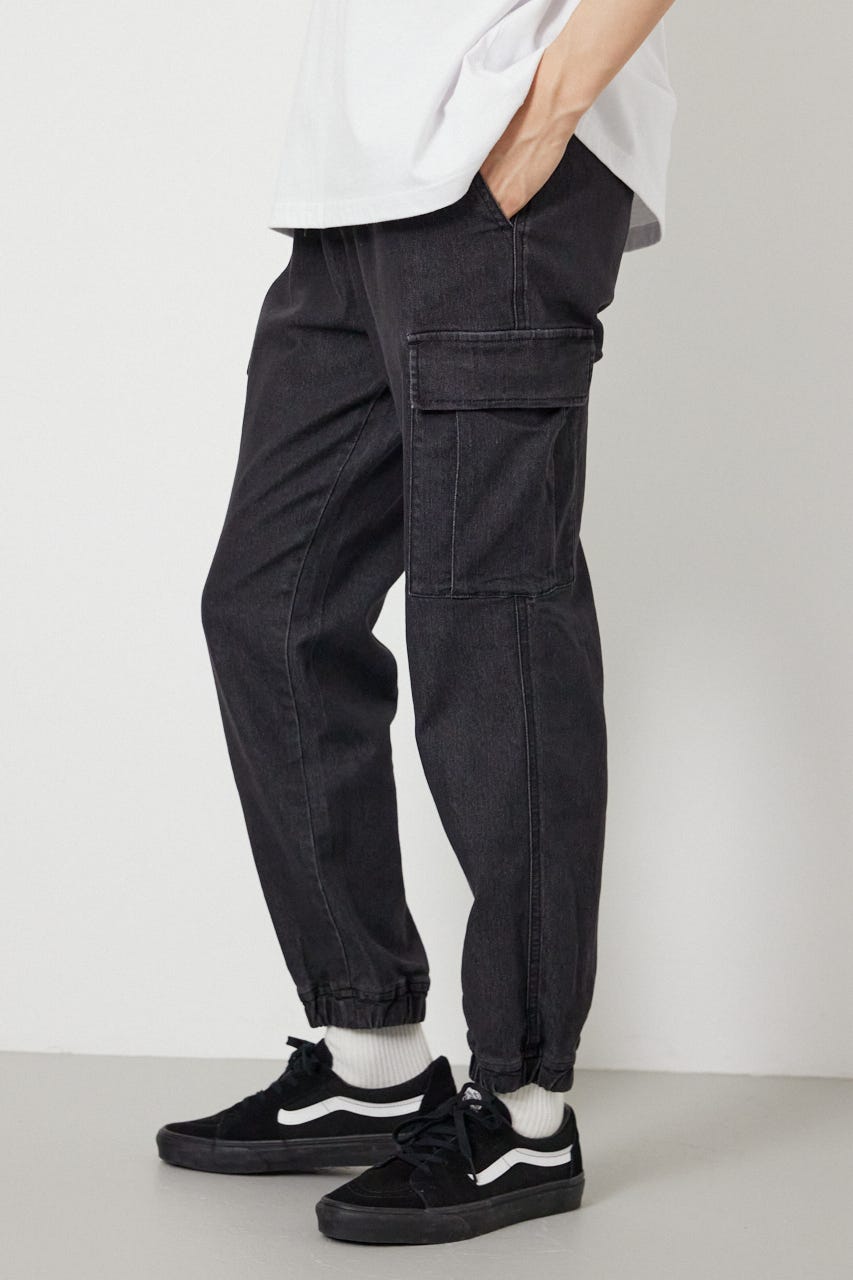 チルイージーデニムカーゴJOGパンツ BLK M