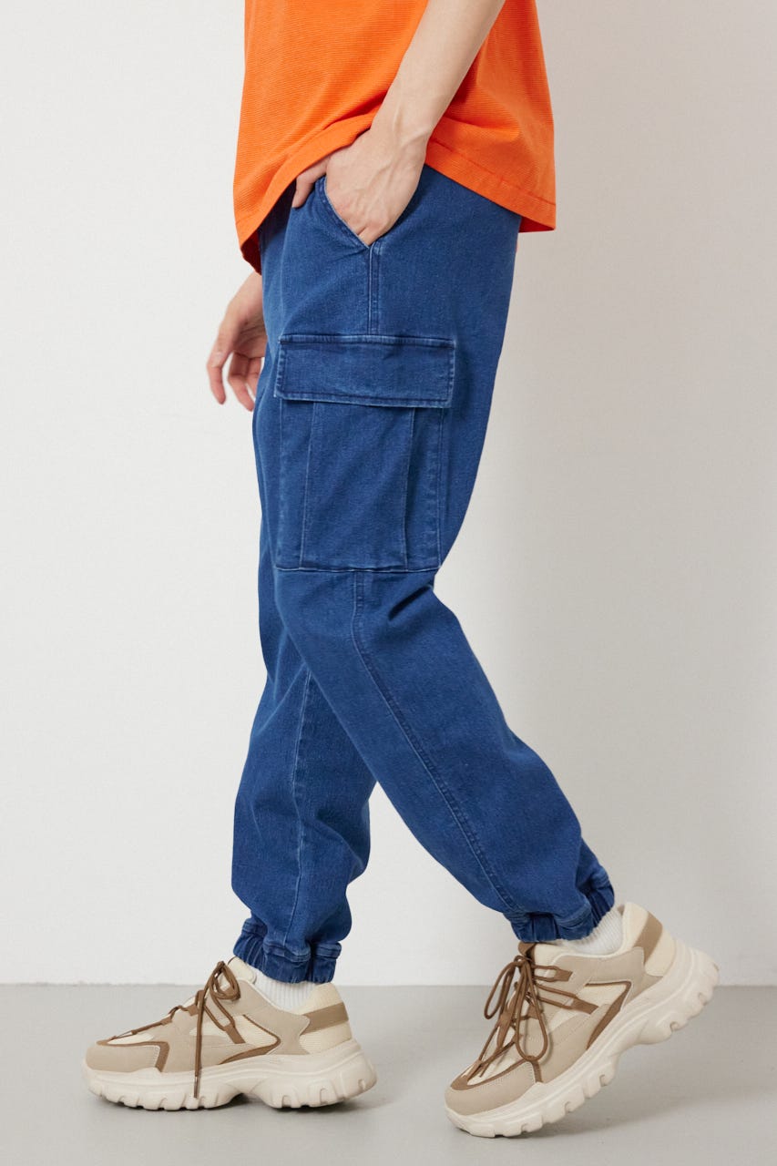 チルイージーデニムカーゴJOGパンツ BLU L