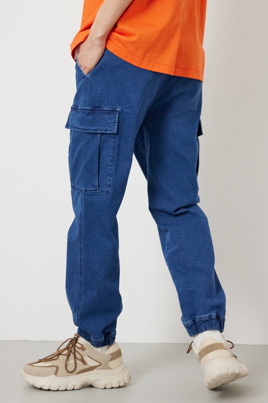 チルイージーデニムカーゴJOGパンツ BLU L