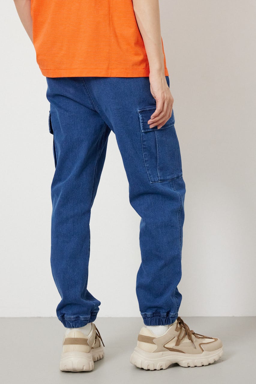 チルイージーデニムカーゴJOGパンツ BLU L