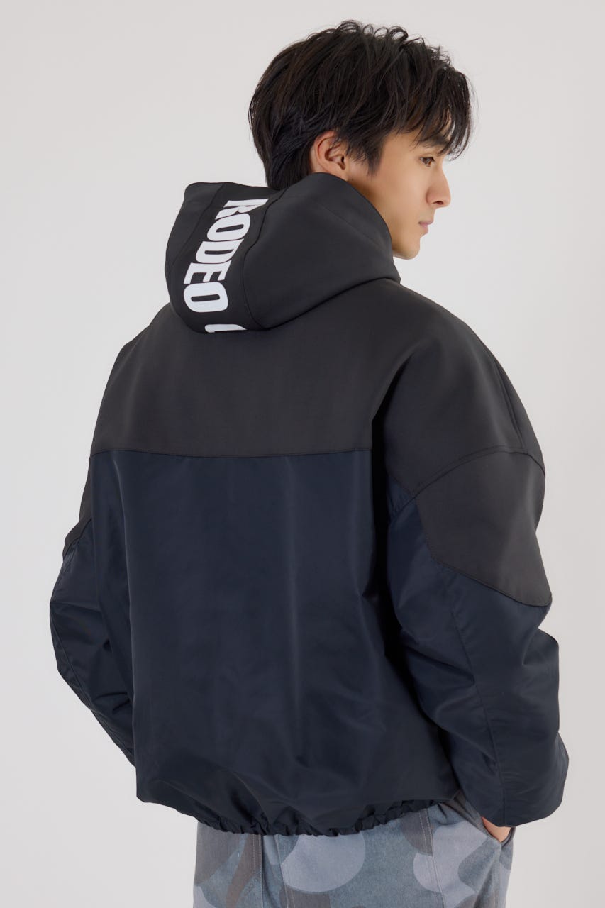 バイカラーフーデッドブルゾン BLK L