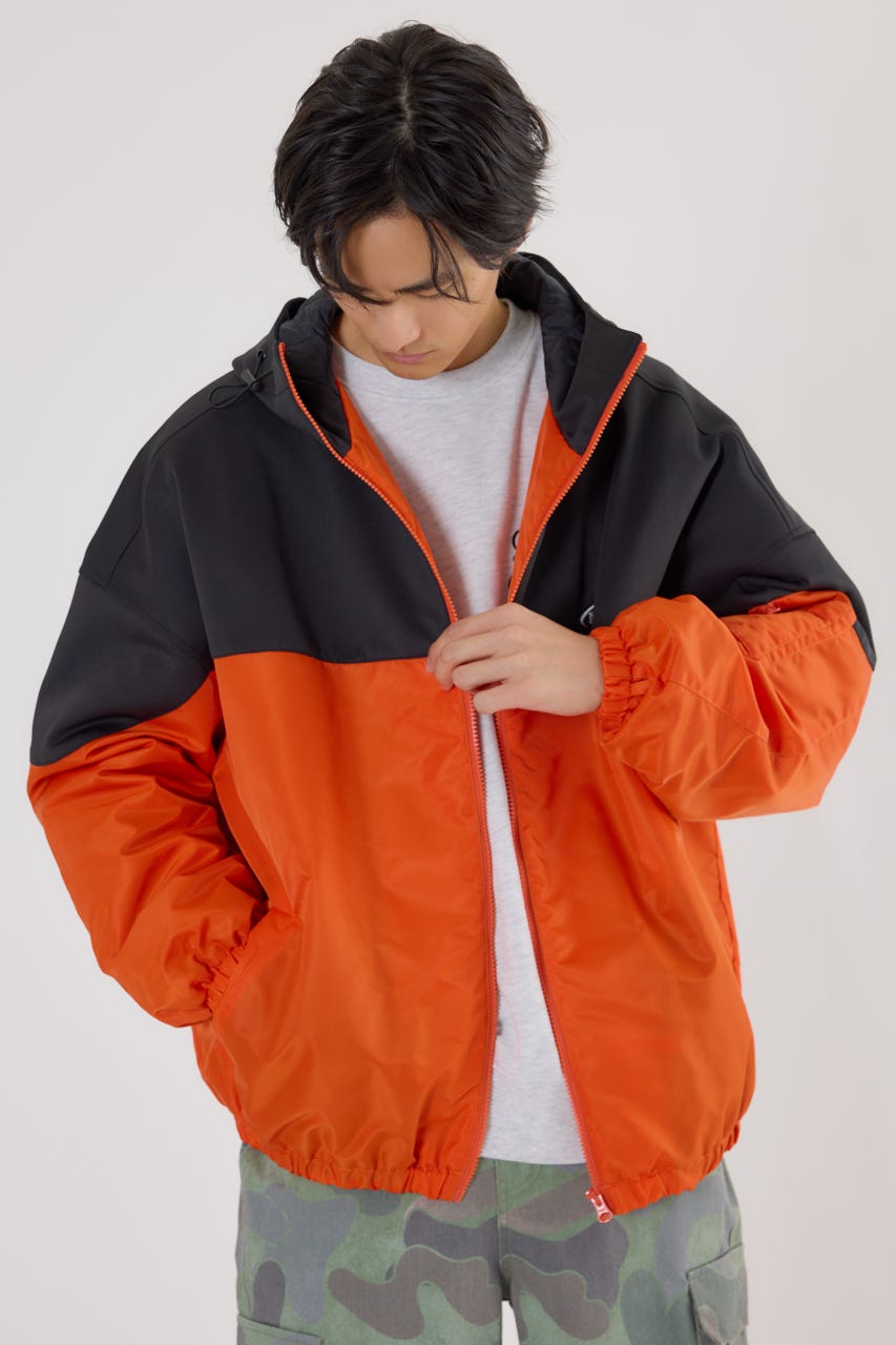 バイカラーフーデッドブルゾン D/ORG L