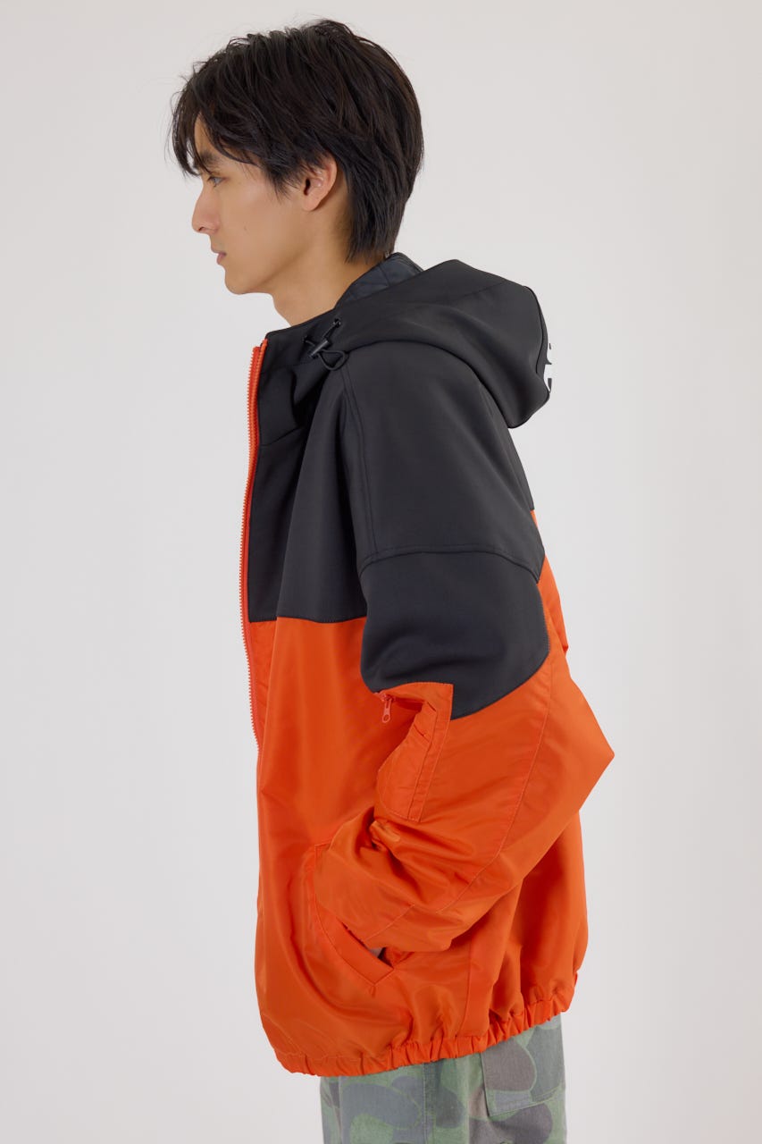 バイカラーフーデッドブルゾン D/ORG L