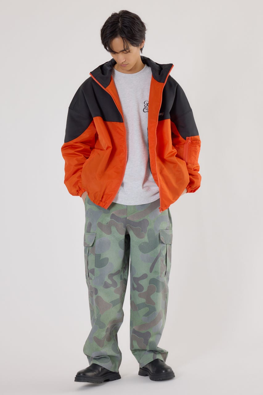 バイカラーフーデッドブルゾン D/ORG L