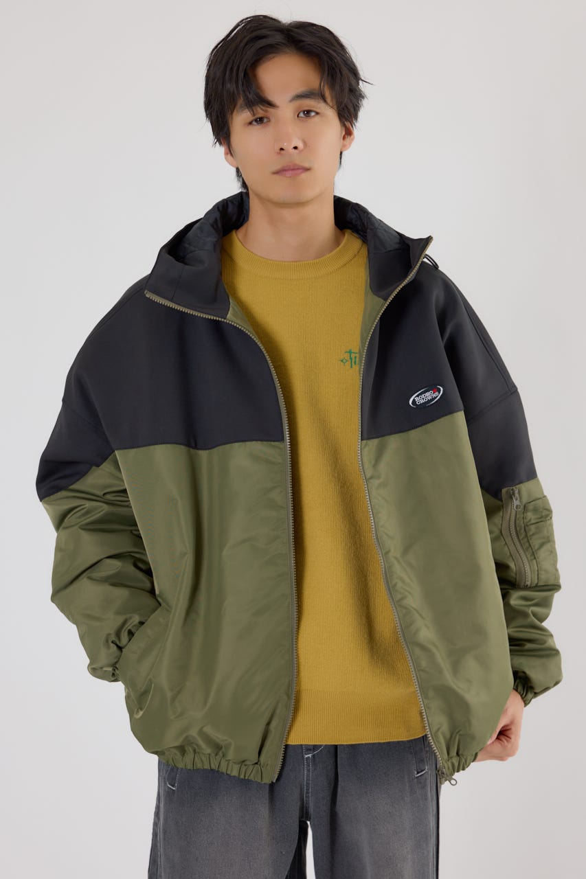 バイカラーフーデッドブルゾン KHA L