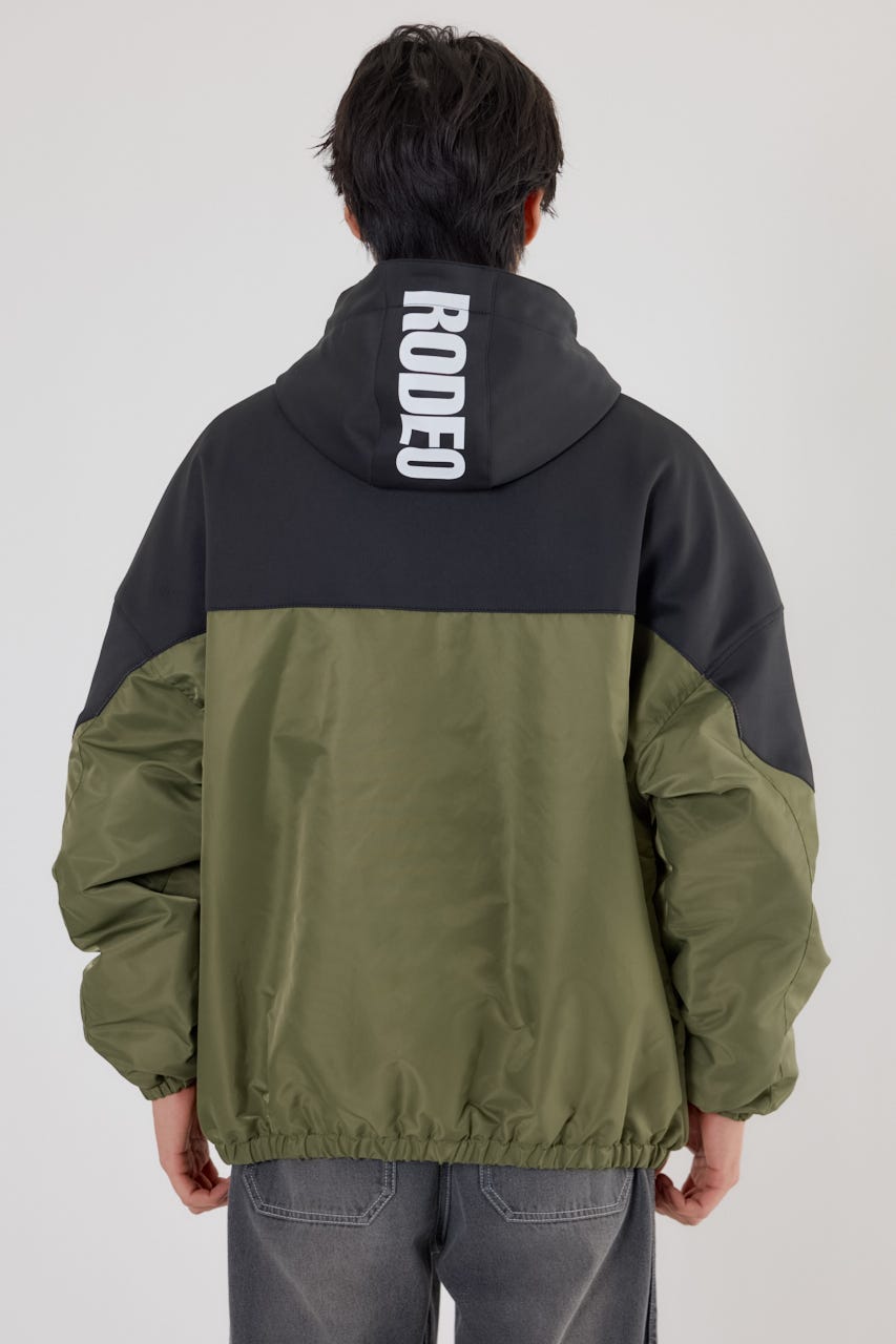 バイカラーフーデッドブルゾン KHA L