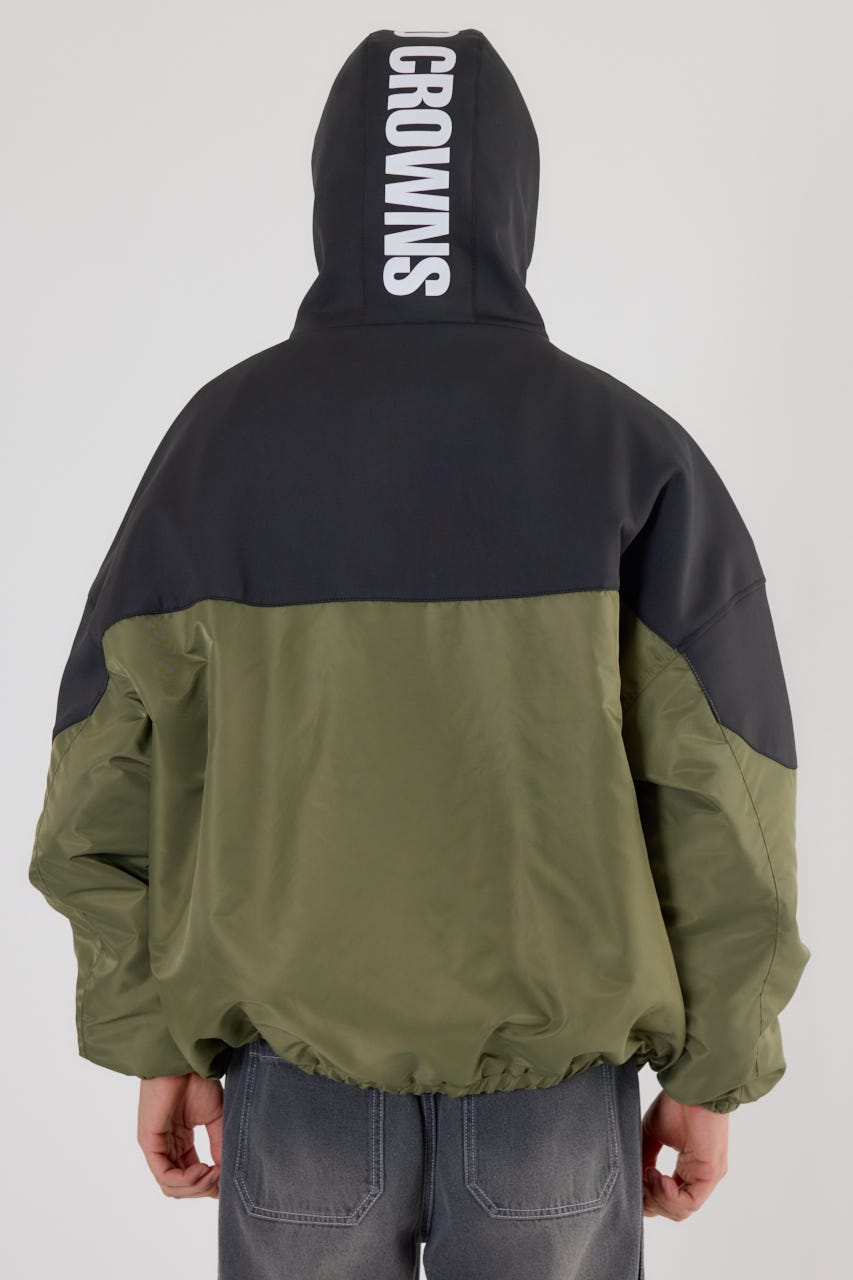 バイカラーフーデッドブルゾン KHA L