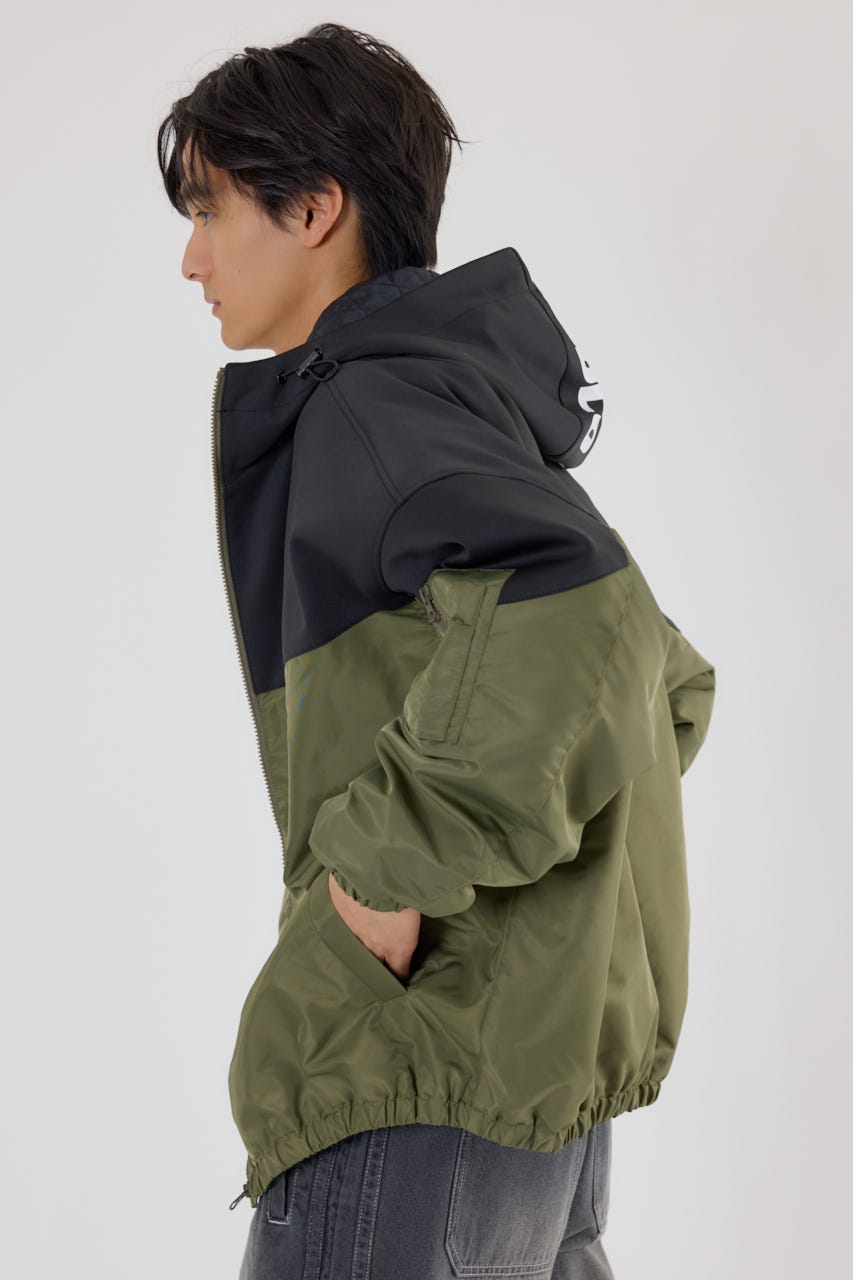 バイカラーフーデッドブルゾン KHA L