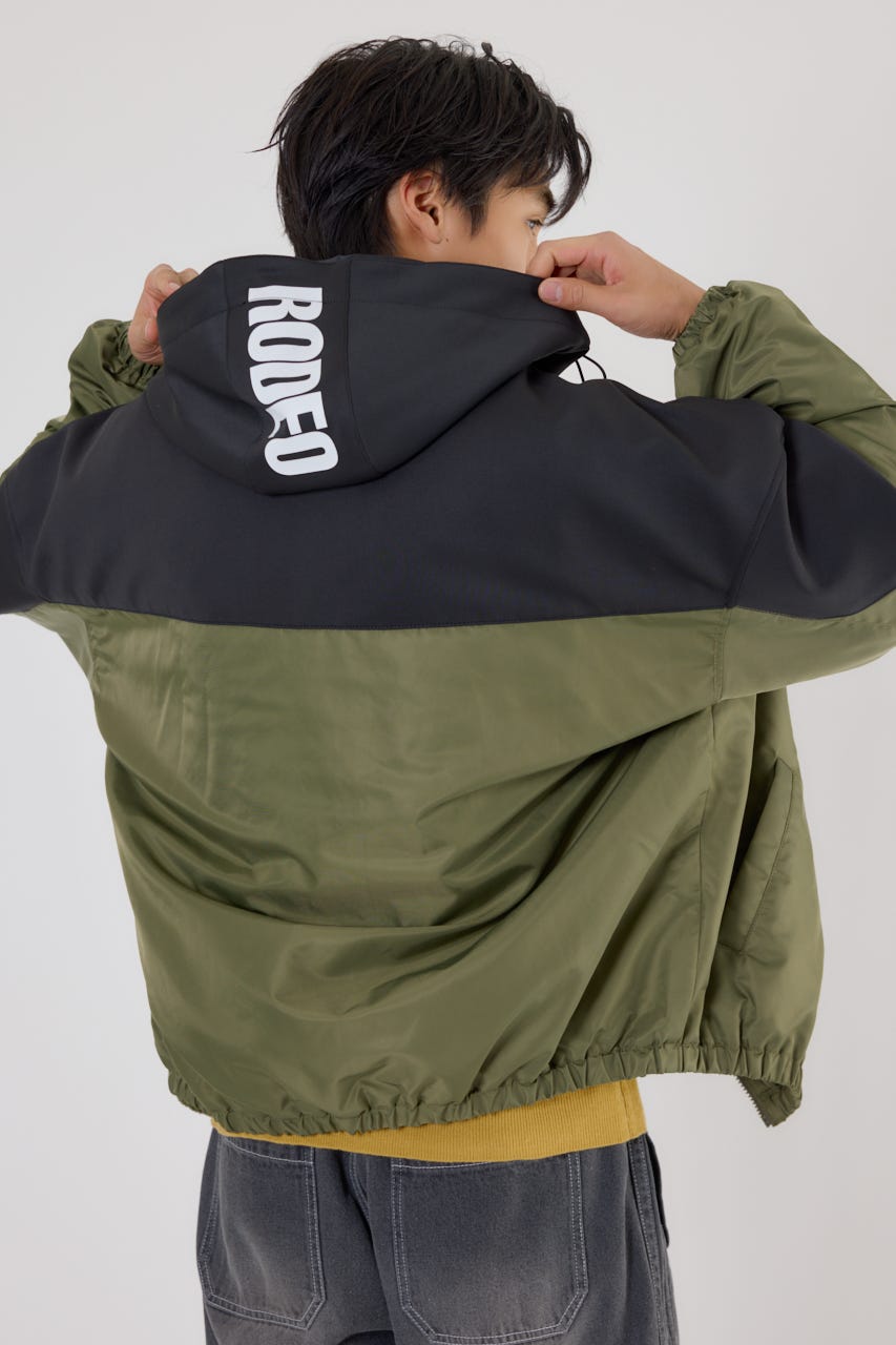 バイカラーフーデッドブルゾン KHA L