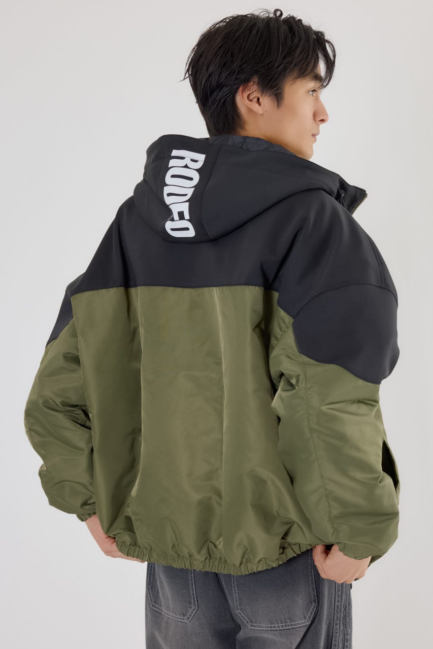 バイカラーフーデッドブルゾン KHA L