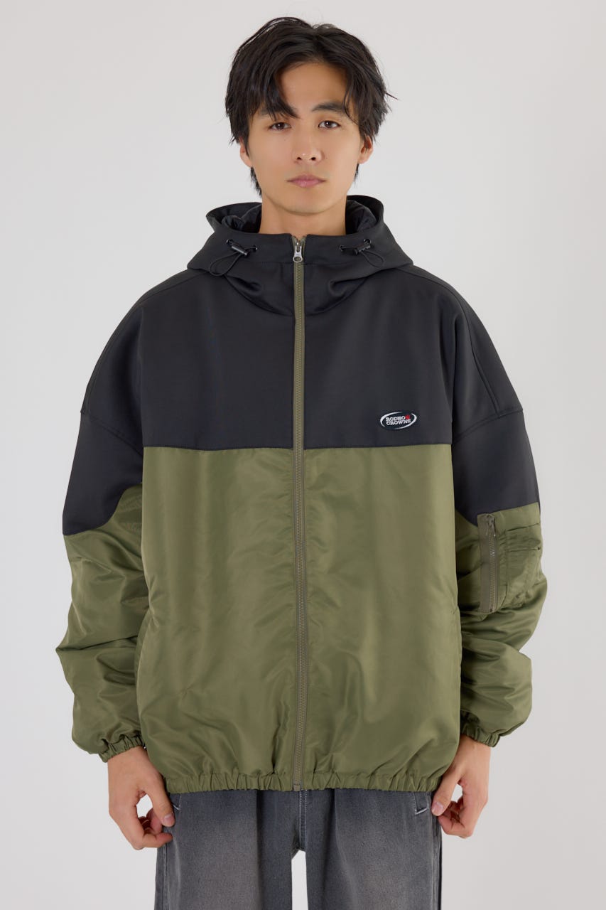 バイカラーフーデッドブルゾン KHA L