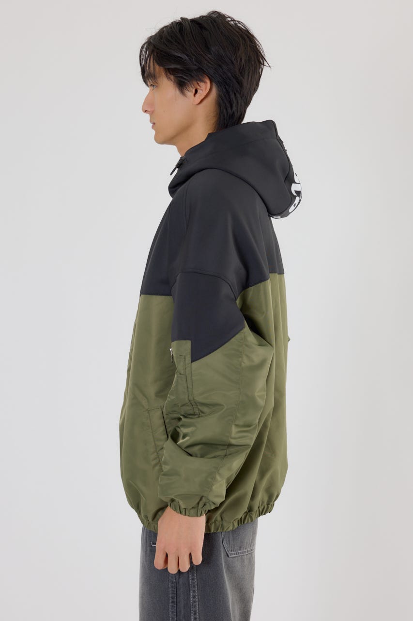 バイカラーフーデッドブルゾン KHA L