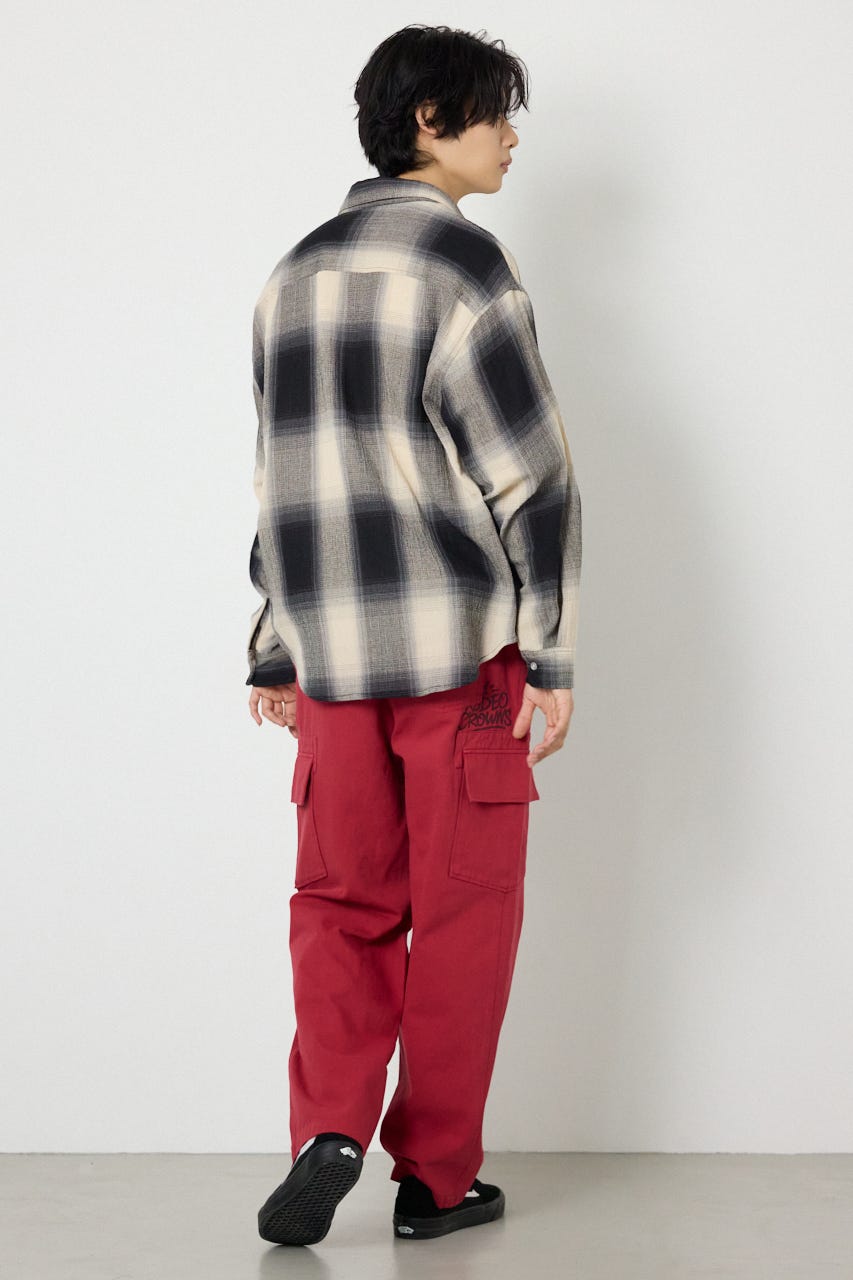 スカシオンブレーチェックシャツ BLK L