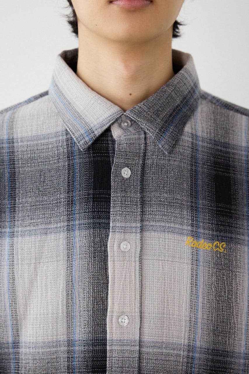 スカシオンブレーチェックシャツ BLU M