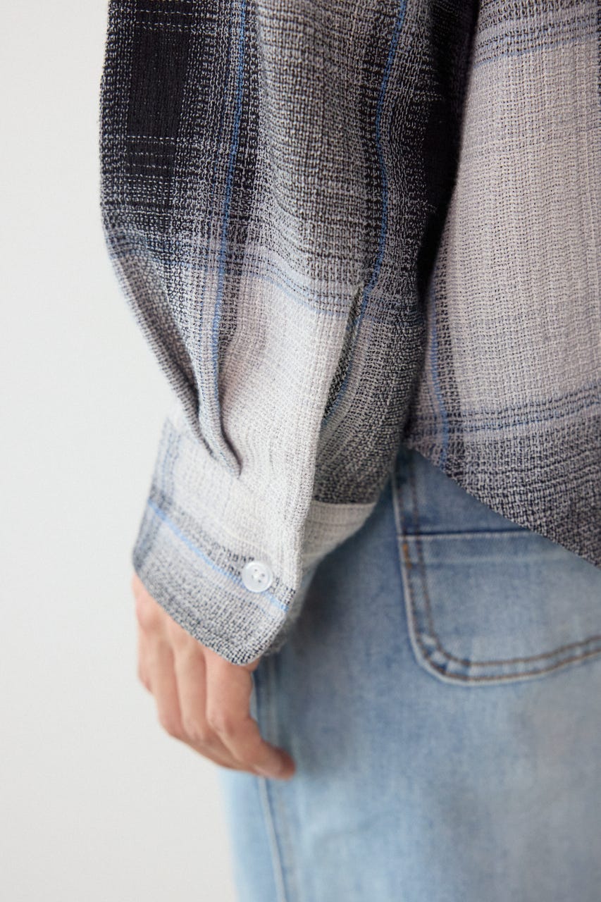 スカシオンブレーチェックシャツ BLU M