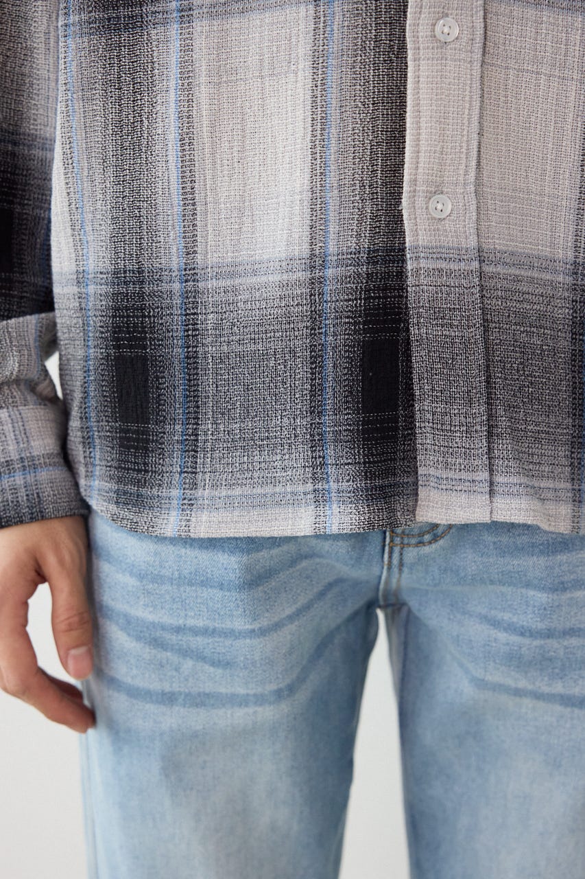 スカシオンブレーチェックシャツ BLU M