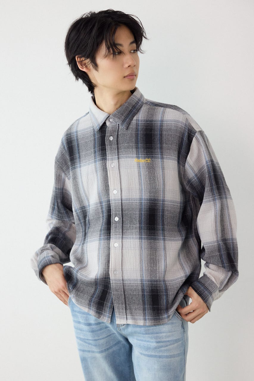 スカシオンブレーチェックシャツ BLU M