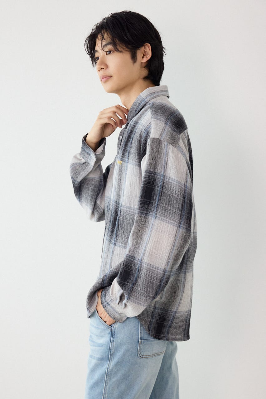 スカシオンブレーチェックシャツ BLU M