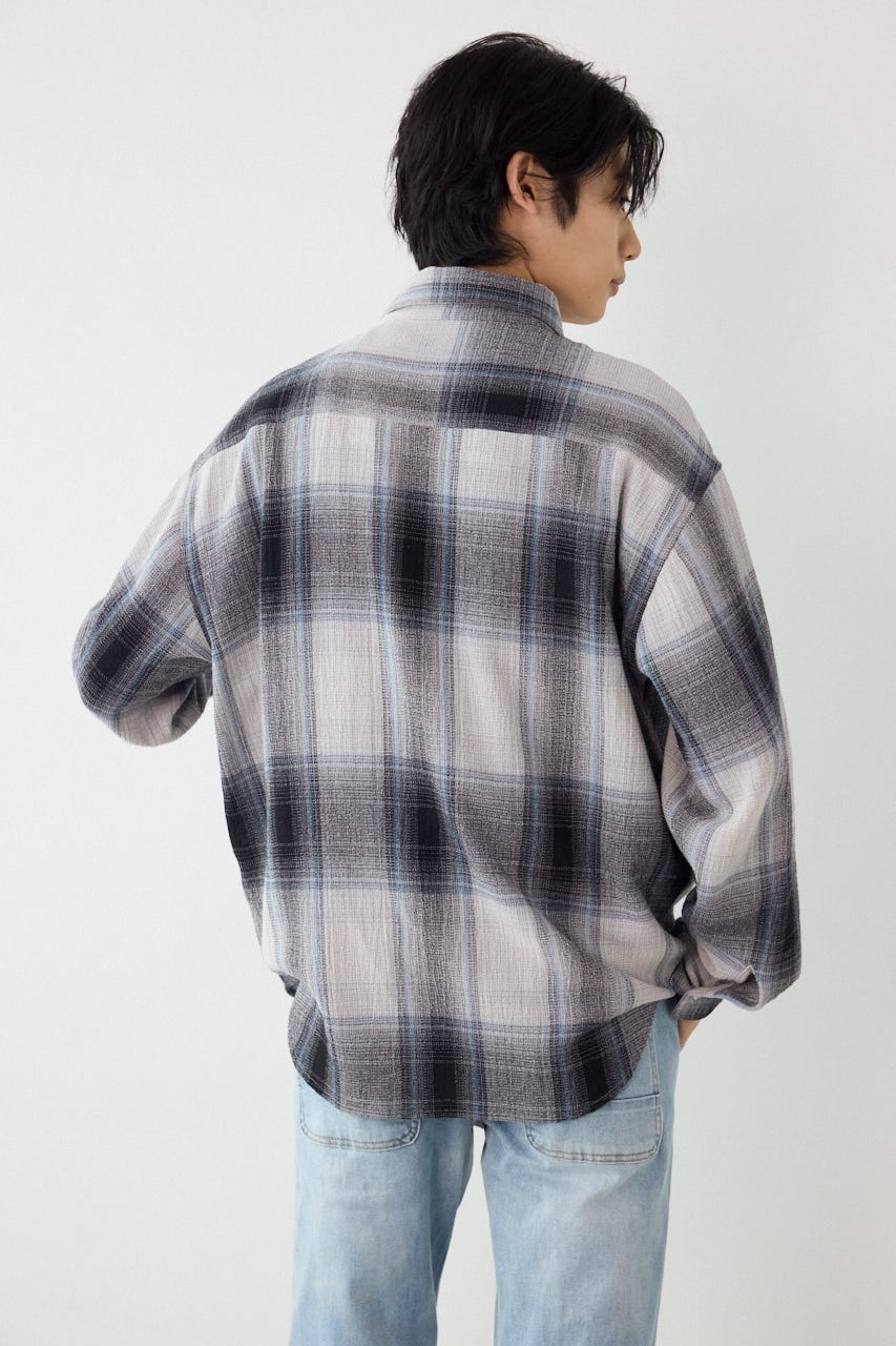 スカシオンブレーチェックシャツ BLU M