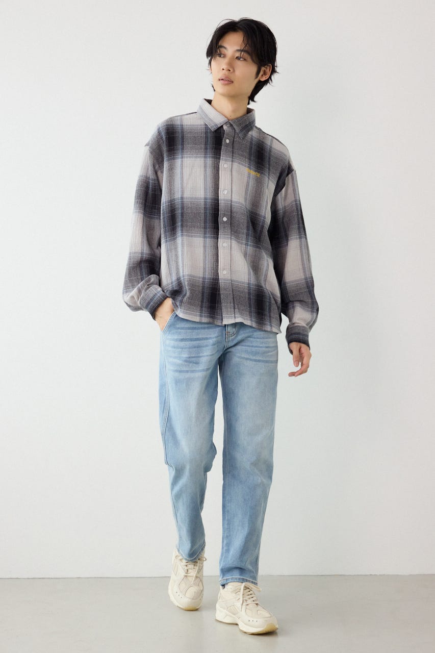 スカシオンブレーチェックシャツ BLU M