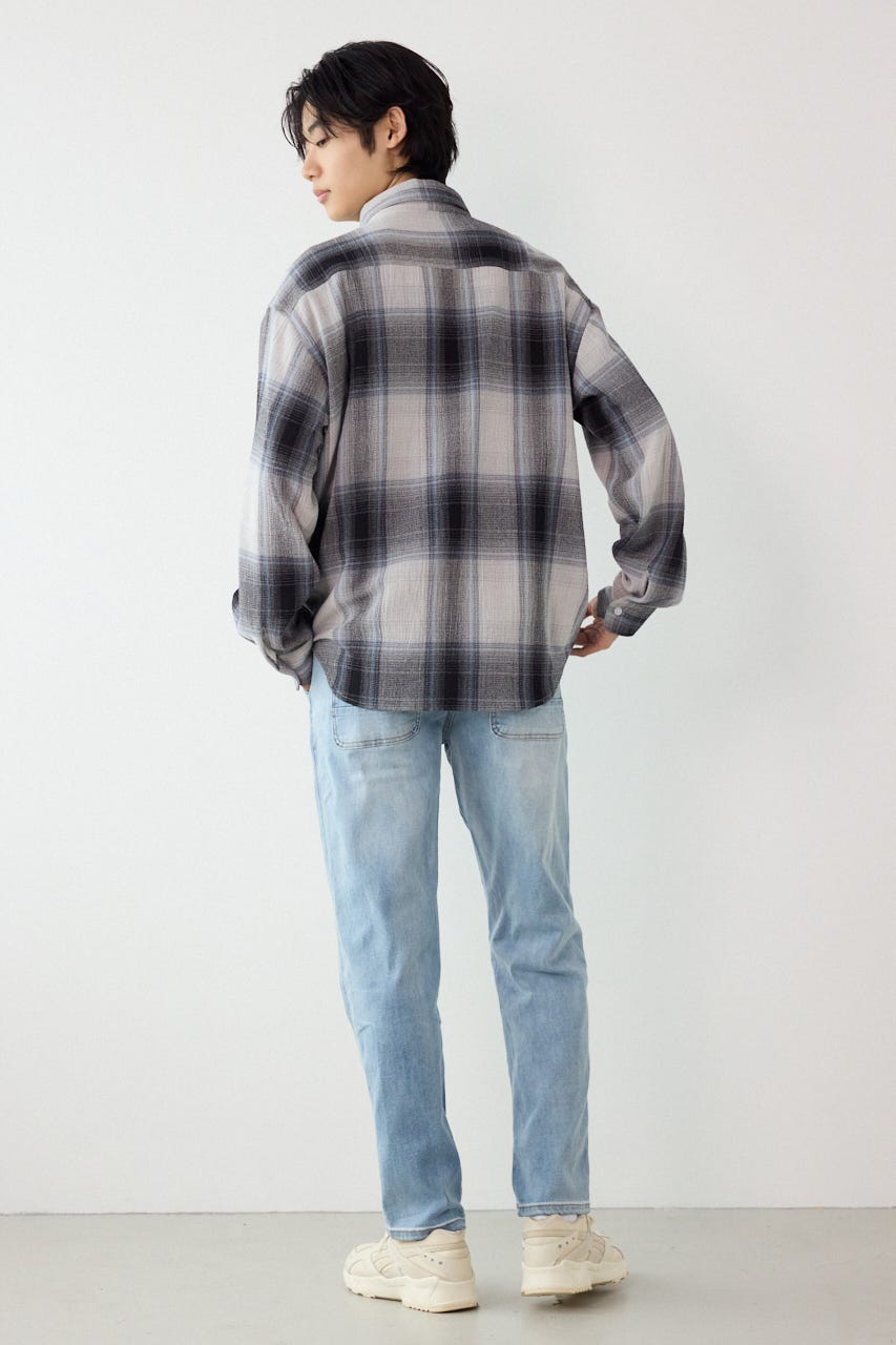 スカシオンブレーチェックシャツ BLU M